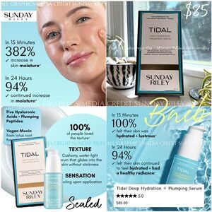BNIB Sunday Riley TIDAL Deep Hydration + Plumping Serum Hyaluronic Acid Peptides